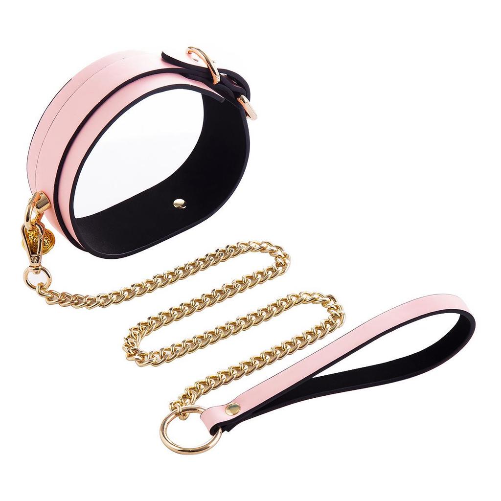 Soft PU Leather Handcuffs and Collar Set with Leash