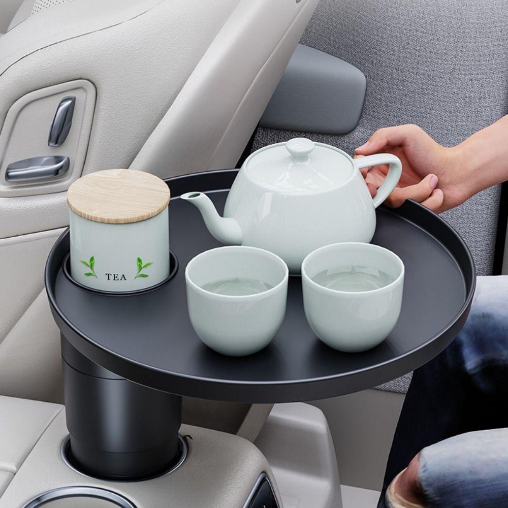 Round Car Cup Holder Tray Multifunctional Vehicle Cup Holder Side Table Car Cup Tray