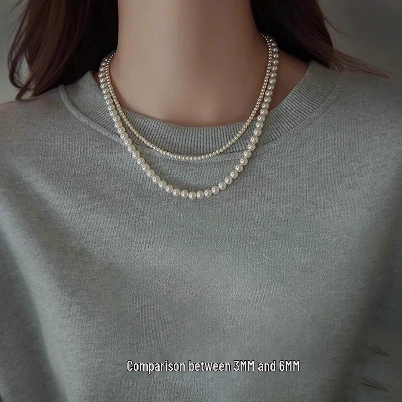 High-Gloss Mother-of-Pearl Necklace: Women's Exquisite, Durable, Strong Light Baby Rice Beads Clavicle Chain