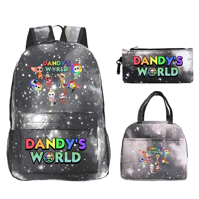 Dandy's World Game Merchandise Printed Primary and Secondary School Schoolbag Three-piece Set Foreign Trade Popular Children's Backpack