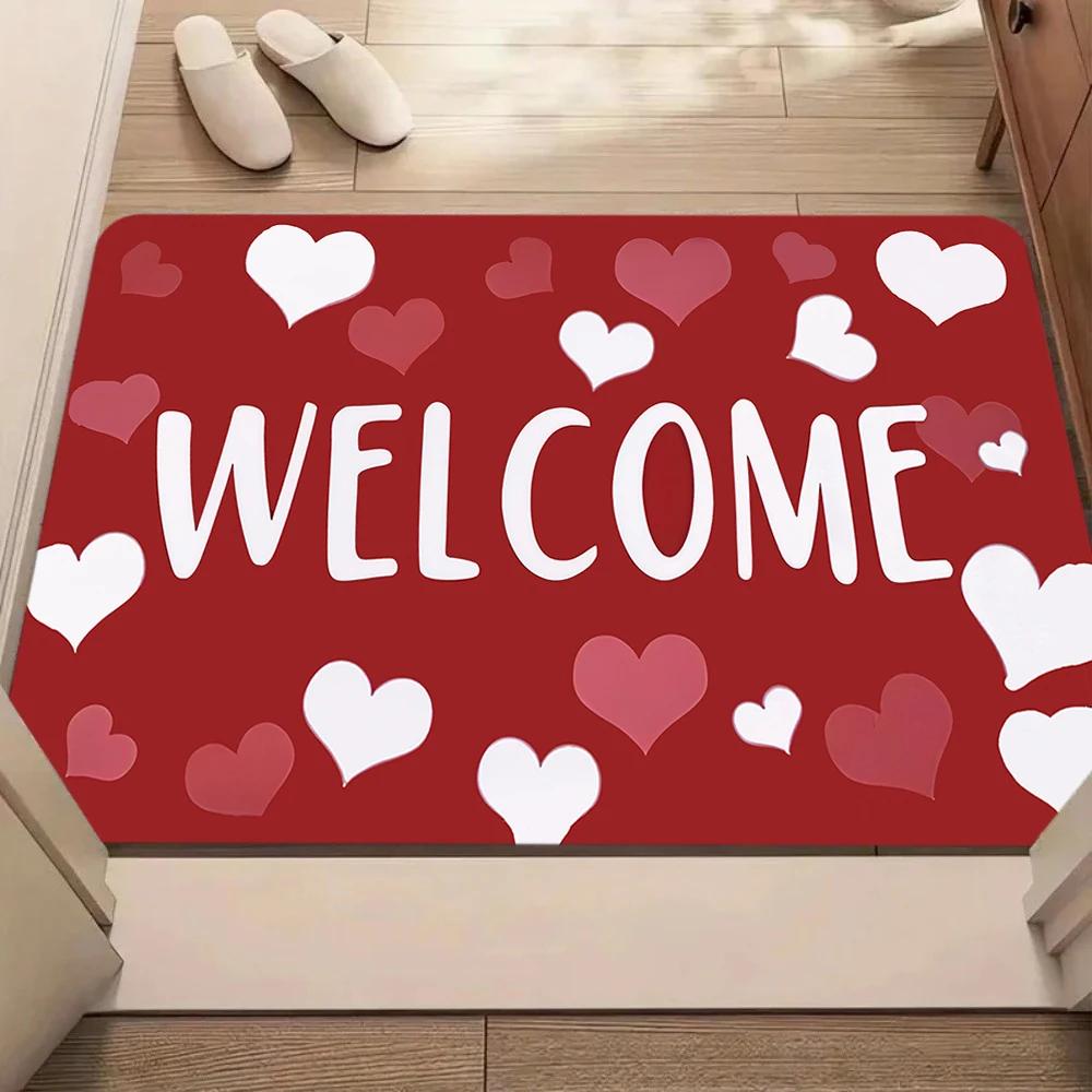 Love Heart Carpet Mat Rug Home Decoration Living Room Bedroom Modern Floor Decor Rugs Kitchen Mat Door Mat Home Welcome Mat