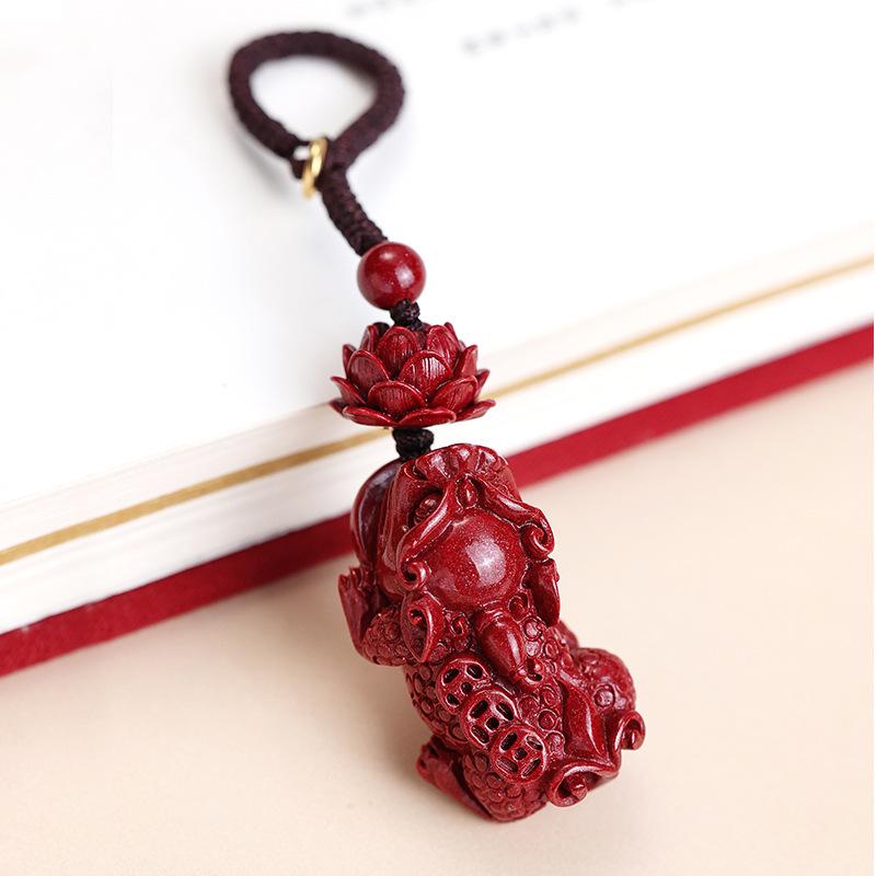 Genuine cinnabar car pendant, men's Pixiu keychain, new model for men, women's gift