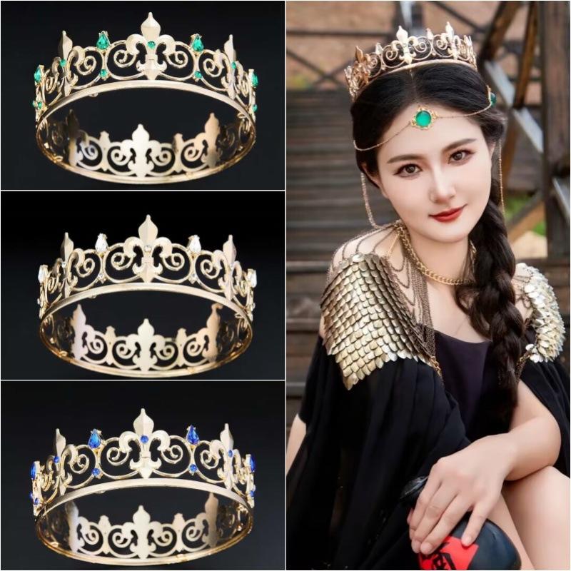 Round Crown Women's Tiara Party Performance Headwear Unisplendour Diamond Encrusted King's Tiara
