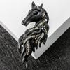 High-end and Exquisite Hollow-set Diamond-studded Horse-head Brooch for Animal-themed Clothing Accessory