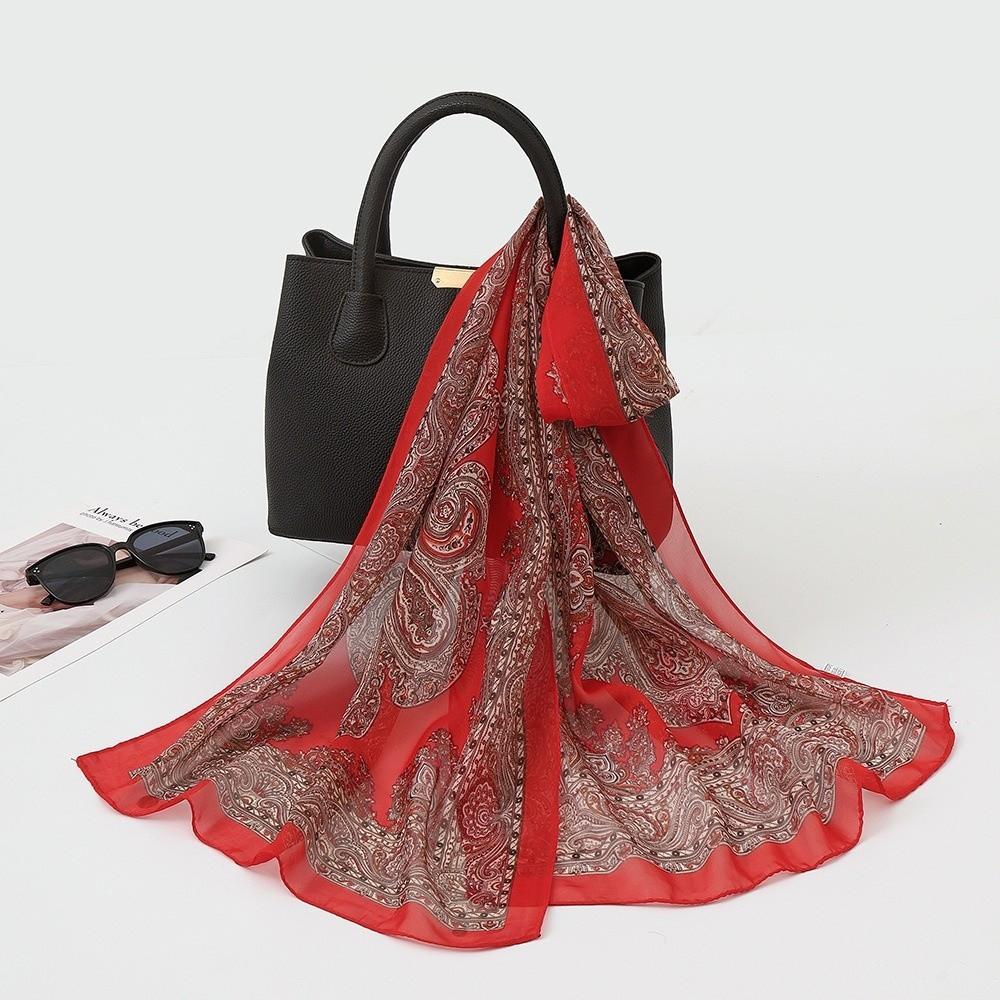 160*50cm Long Wrap Shawl Sunscreen Beach Gauze Scarf Elegant Chiffon Scarf for Women