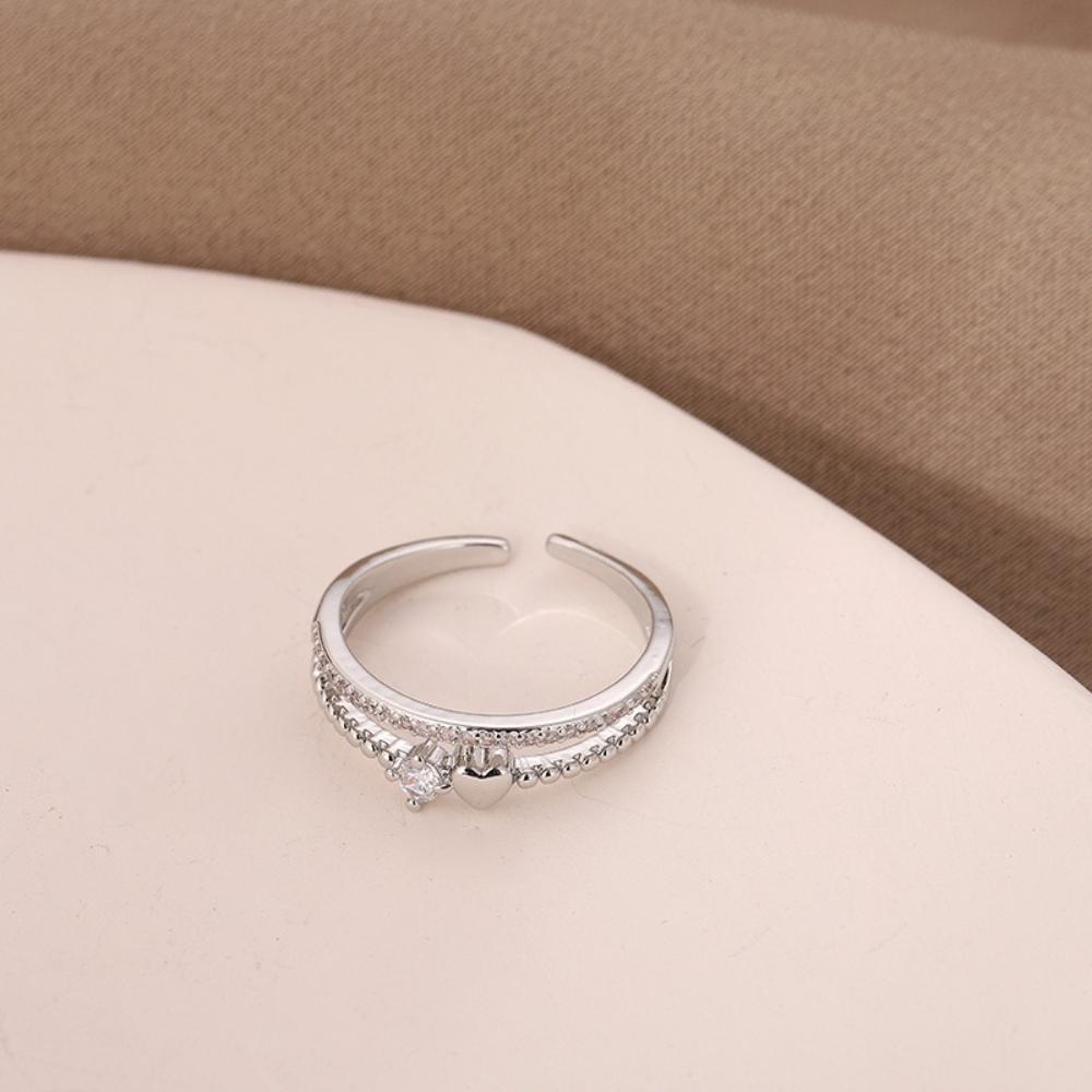 Heart Rings for Women Opening Double Layer Heart Finger Ring Men Wedding Engagement Jewelry Accessories Couple Gift