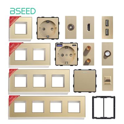 BSEED TV ST CAT5/6 RJ45/11 Doppel-USB Typ-C EU Steckdose Teile Kristallglasrahmen Mechanische Lichtschalter Freie Kombination