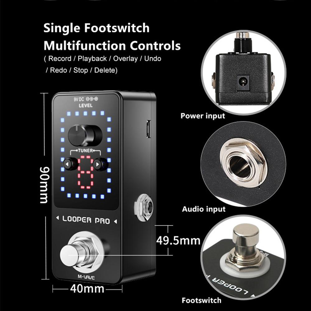 M-VAVE Looper Pro Guitar Effect Pedal 9 Loops 40 Minutes Recording Time Loop Station Unlimited Overdub Electric Guitar Effects