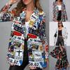 Manteau Long Décontracté Imprimé Mode Printemps/Automne pour Femme Blazer Petite Taille