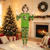 Family Matching Christmas Print Pajama Set Long Sleeve Neck Top and Pants for Kids and Adults