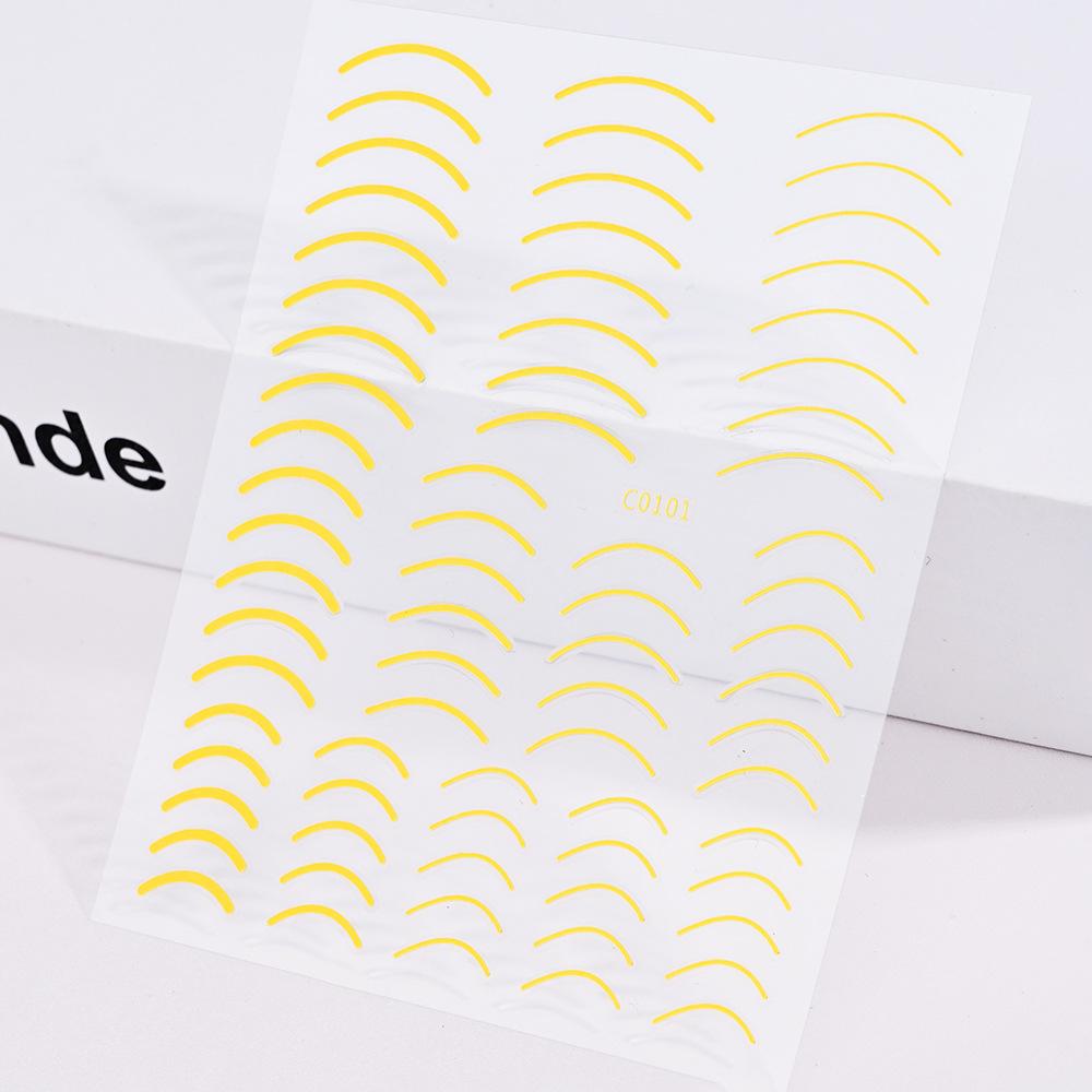 Xiaohongshu French Simple Line Manicure Sticker Imitation Metal Accessories Gold And Silver Adhesive Self-Adhesive Nail Sticker