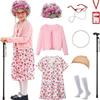 Costume da Nonna Cosplay per Bambini, Vestito Floreale Divertente da Vecchia Signora per i 100 Giorni di Scuola e Carnevale