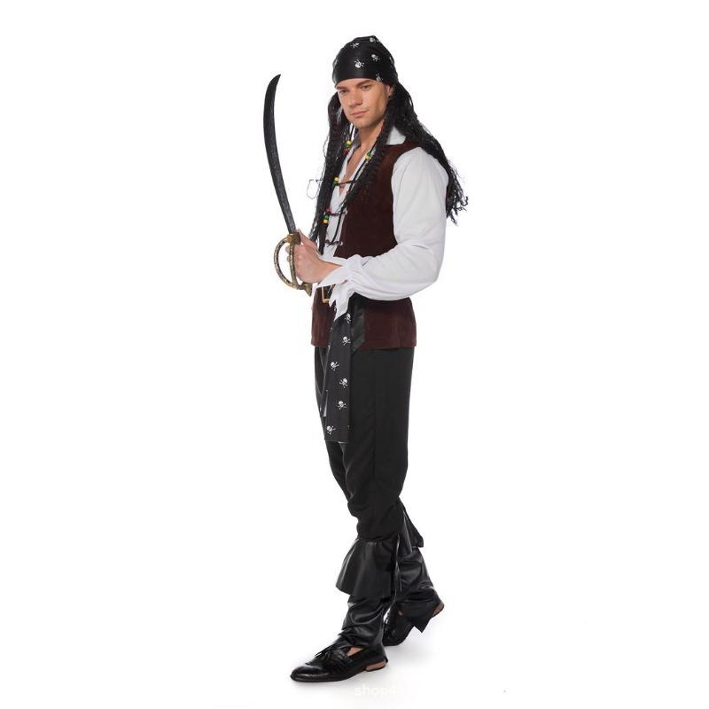 Men Pirate Captain Cosplay Costume Jack Sparrow Style for Halloween Masquerade