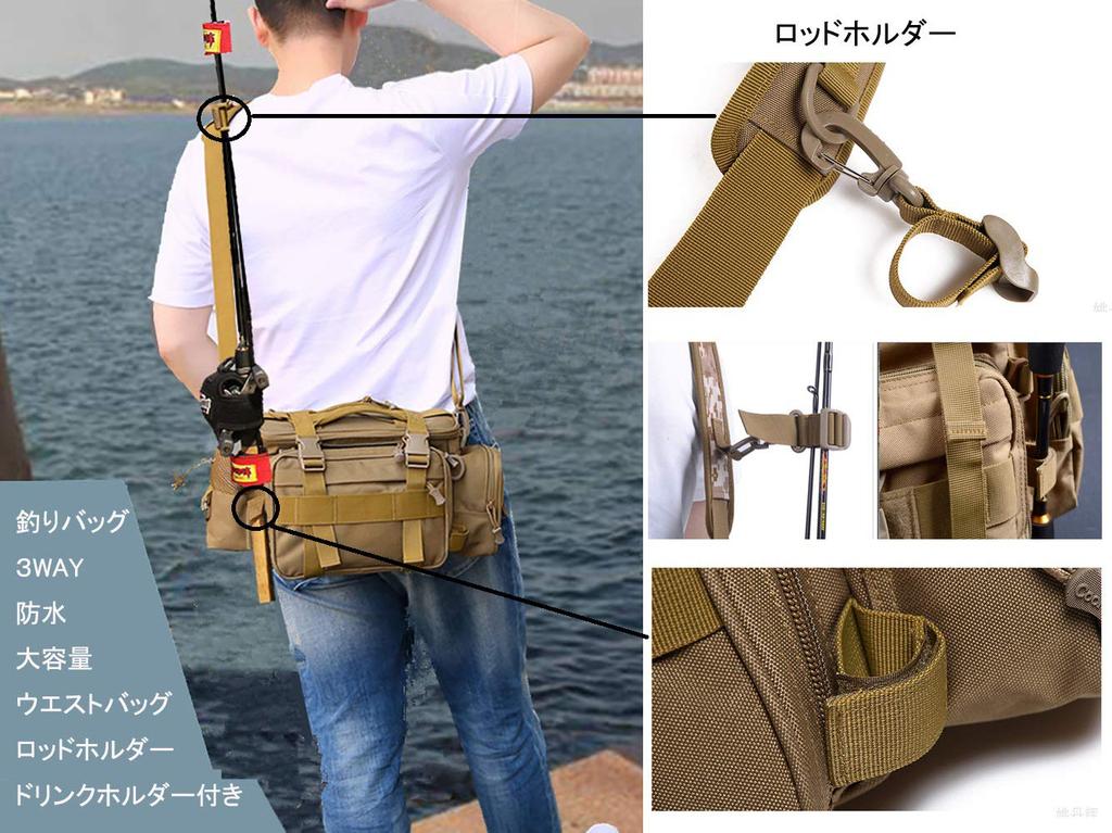Multifunctional Fishing Large Hip for Lure Mountain Stream Boat Fishing Tool Outdoor Mountain and Travel Bag, Capacity, 3-Way Bag, Fishing, Eging,