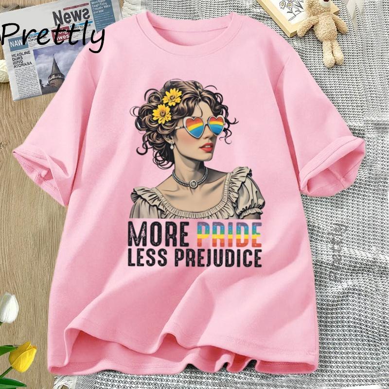 Mehr Stolz Weniger Vorurteile T-Shirt LGBTQ T-Shirt Pride Month LGBTQ T-Shirt Freizeit Baumwolle Kurzarm Rundhals Damen Kleidung