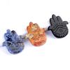 Crystal Natural Stone Beads Semi-Precious 57x50mm Agate Amethysts Beads Palm Shape Carving Stone