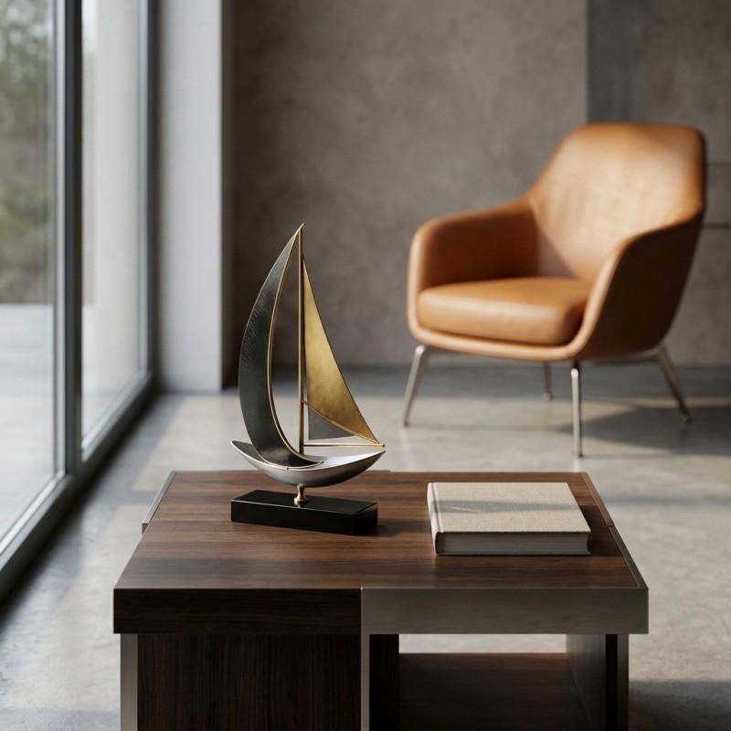 Metal Nautical Sailboat Decorative Figurine Living Room Office Desk Home Decor Modern Minimalist Style