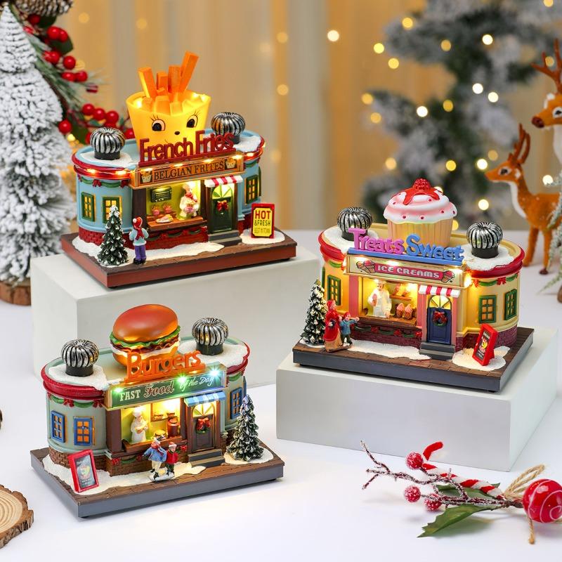 Christmas Rotating Luminous Music Box Decoration, Kitchen Cafe, Children's House, Music Box Gift