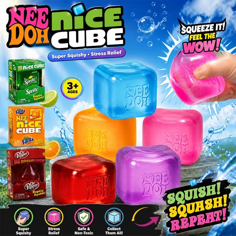 Bai Fen Bai Toys Schylling Needoh Nice Cube Sensory Fidget Toy For Stress Relief Squishy Squeeze Cube Anti-Anxiety Focus Aid For Adults Adhd Auti