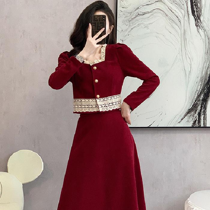 Elegant French Chic Vintage Suit: 2025 Autumn/Winter Two-Piece Skirt Set for Women M