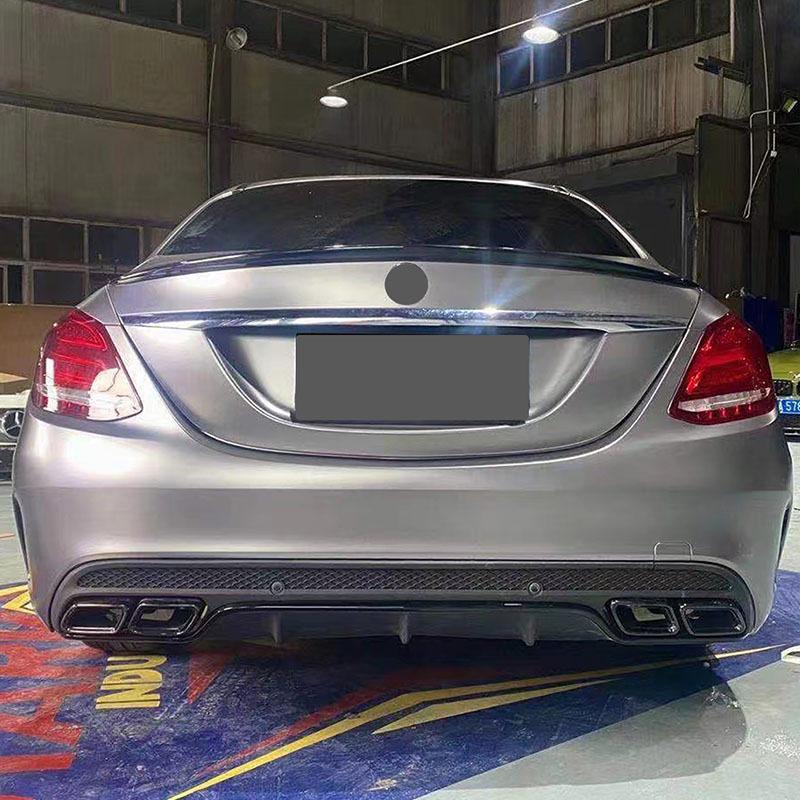 Mercedes W205 Sport Model C63 Style Rear Diffuser Tailpipe Upgrade for C180L, 200L, 260L AMG Exhaust.