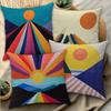 Sun And Mountain Scene Pattern Digital Printing Pillow Cover Short Plush Suitable Living Room Bedrooms Sofas Throw Cushion Cover