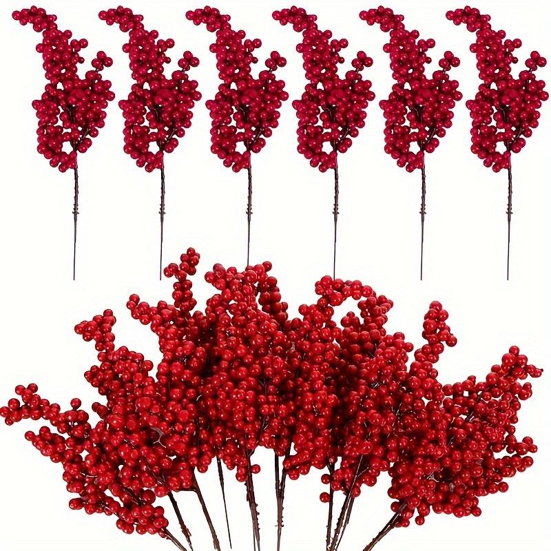 10pcs Vibrant Red Artificial Berries for Christmas Tree - DIY Holiday Decor, No Power Needed