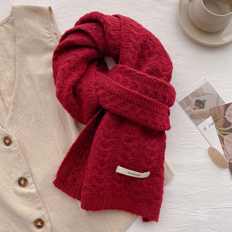 

Wool Knitted Scarf Women S Winter Japanese Fashion Versatile Department Warm Student Scarf Skin-Friendly And Soft