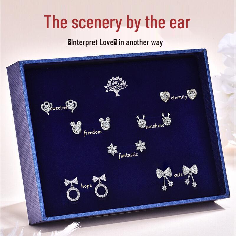 

Bowknot Stud Earrings Set, 925 Sterling Silver, One-Week Gift Collection for Girlfriend, Ideal for Birthdays and Christmas. 925 Sterling Silver