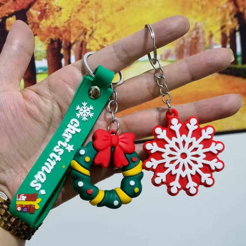 Cartoon Weihnachts Silikon Schlüsselanhänger Nikolaus Rentier Schneemann Formen Langlebige Taschendekoration für Weihnachtsgeschenke Tägliche Nutzung