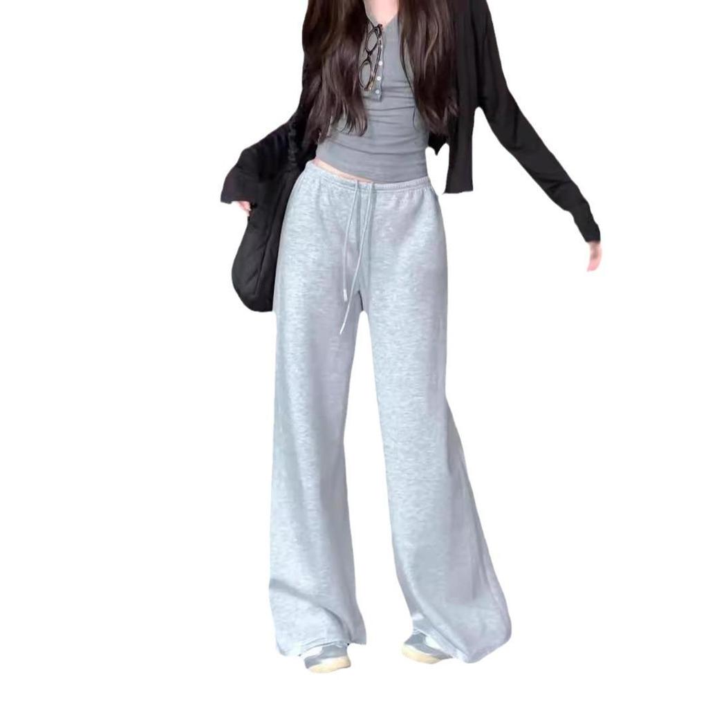 Women's Early Autumn Mid-Rise Drawstring Wide-Leg Sweatpants