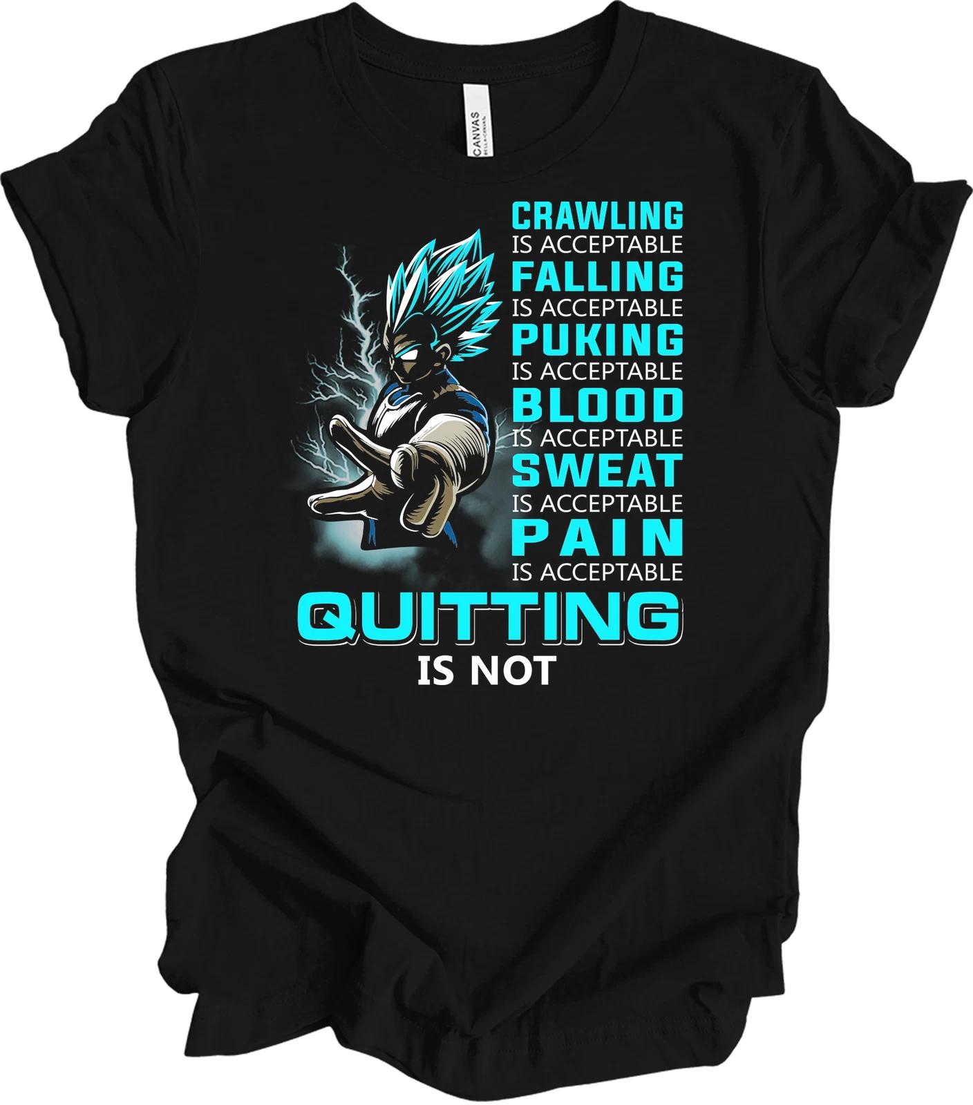 Dragon Ball Super Saiyan Vegeta Gym Shirt Quitting Is Not Training Workout Tee M