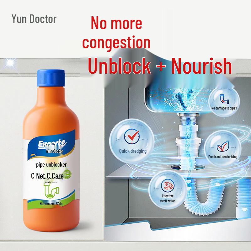 Powerful Pipe Dredger for Toilet Bowls & Kitchen Waterways - Dissolves Heavy Oil Stains, Removes Blockages, and Deodorizes Odors.