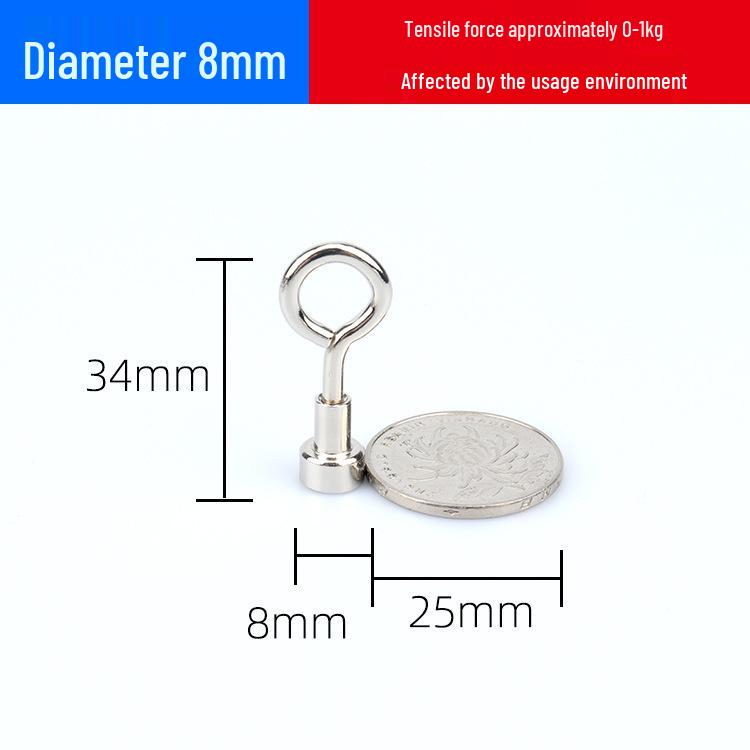 Strong No-Drill Round Magnetic Eyelet Hook with Powerful Suction