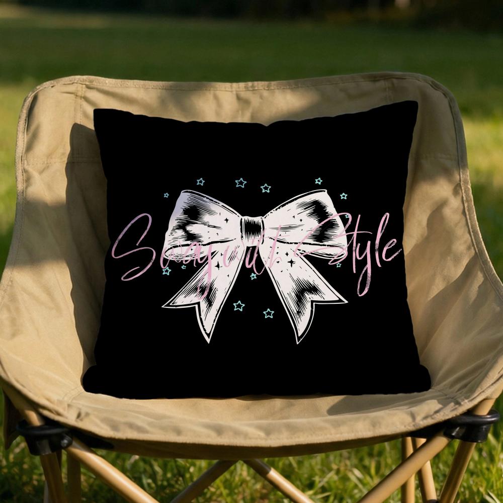 Korean Trendy Bow Cushion Cover Soft Reversible  Durable Pillow Cover  MultiScene Use for Home  Car Daily Comfort