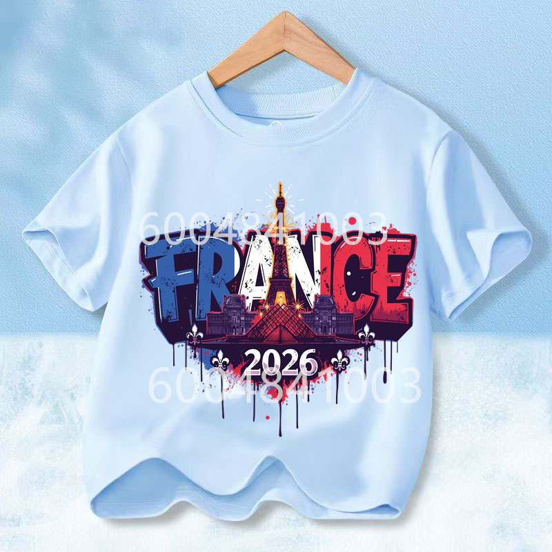 France Flag Retro Style Graphic Children Shirt Kid Boys Girls Summer Cotton Short Sleeve Little Soccer Fan Casual Daily Wear