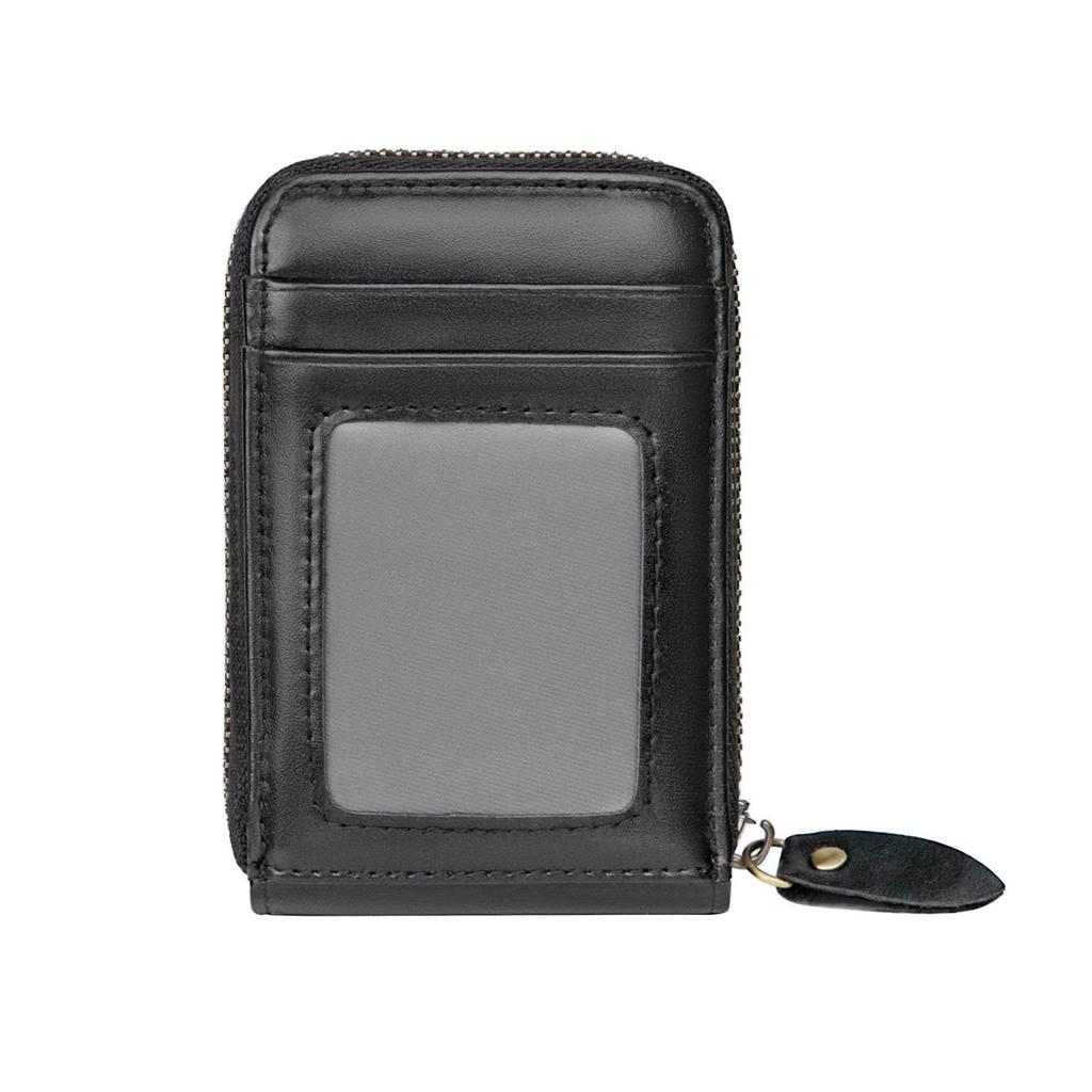 Jiameida Men's Retro Leather Key and Coin Bag with Zipper - Large Capacity Card Holder
