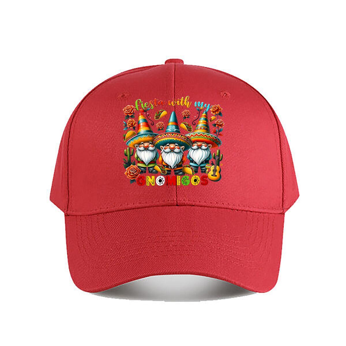 Gnomigos Mexican Fiesta Gnome Wall Art Baseball Cap Fashion Unisex Sunhat Womens Outdoor Sports One Size