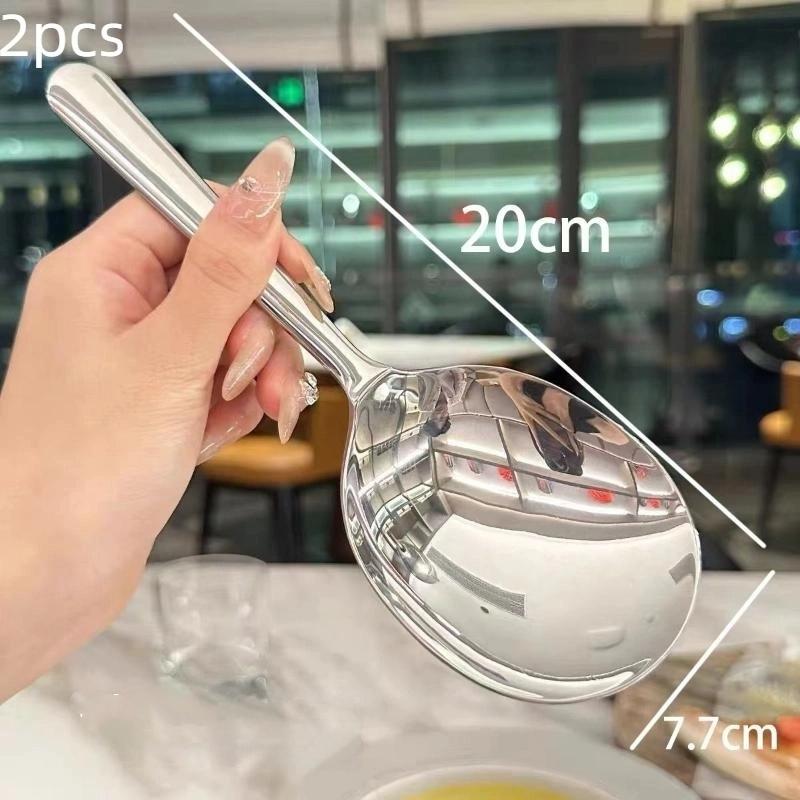 1/2Pcsstainless Steel Ladles For Serving Soup Rice Serving Spoon Drain Hole Heat Insulated Handle Kitchen Utensils For Daily Use