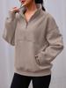 Autumn/Winter European & American Women's Pocket Half-Zip Loose Spliced Stand-Up Collar Fleece Sweatshirt