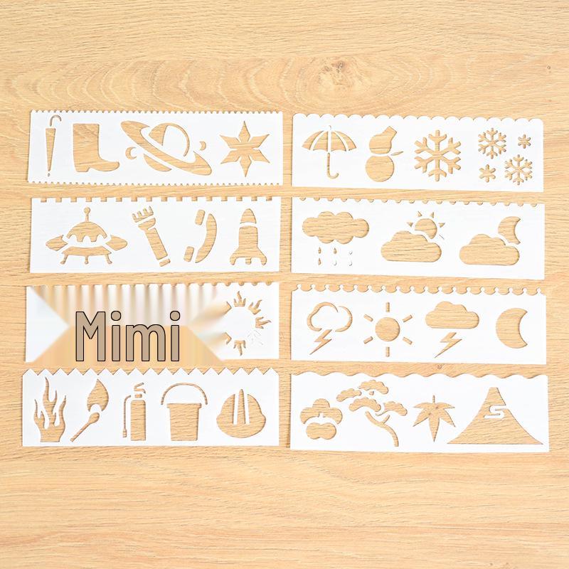 Children's Lace Notebook Ruler Set: 16 Style Templates for Drawing and Coloring (18.5 X 5.5 Cm)