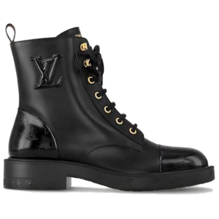 Louis Vuitton Citizen Leather Short Combat Boots Women's Black 1ACKF7