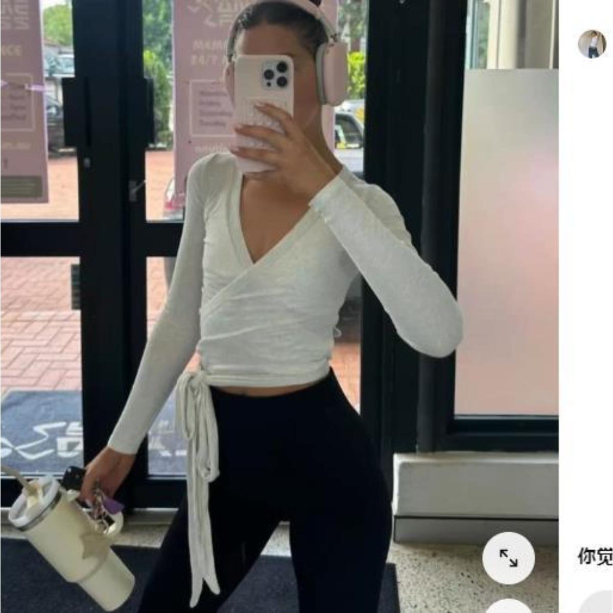 2026 Spring New Arrival Women s Long Sleeve Knit Sports Top, Fashion Trendy Streetwear for Women S белый