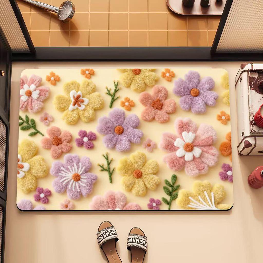 Fresh Floral 3D Diatomaceous Earth Bathroom Mat