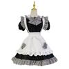 Cosplay Japanese Anime New 4-Piece Maid Outfit Cute Princess Dress Black and White Checkered Bow Maid Style