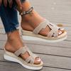 Women Platform Slippers Rhinestone Wedge Slippers 2025Summer New Casual Slippers for Women Outdoor Non Slip Beach Slides