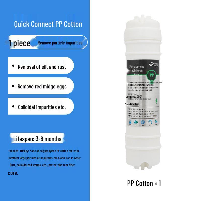 Universal 10 Five-Stage Water Purifier Cartridge: Korean Style PP Cotton, Pre & Post Carbon, Quick-Connect Filter