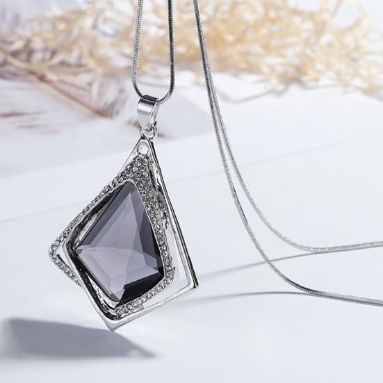 Women Diamond Pendant Long Sweater Chain Necklace Party Jewelry Gift