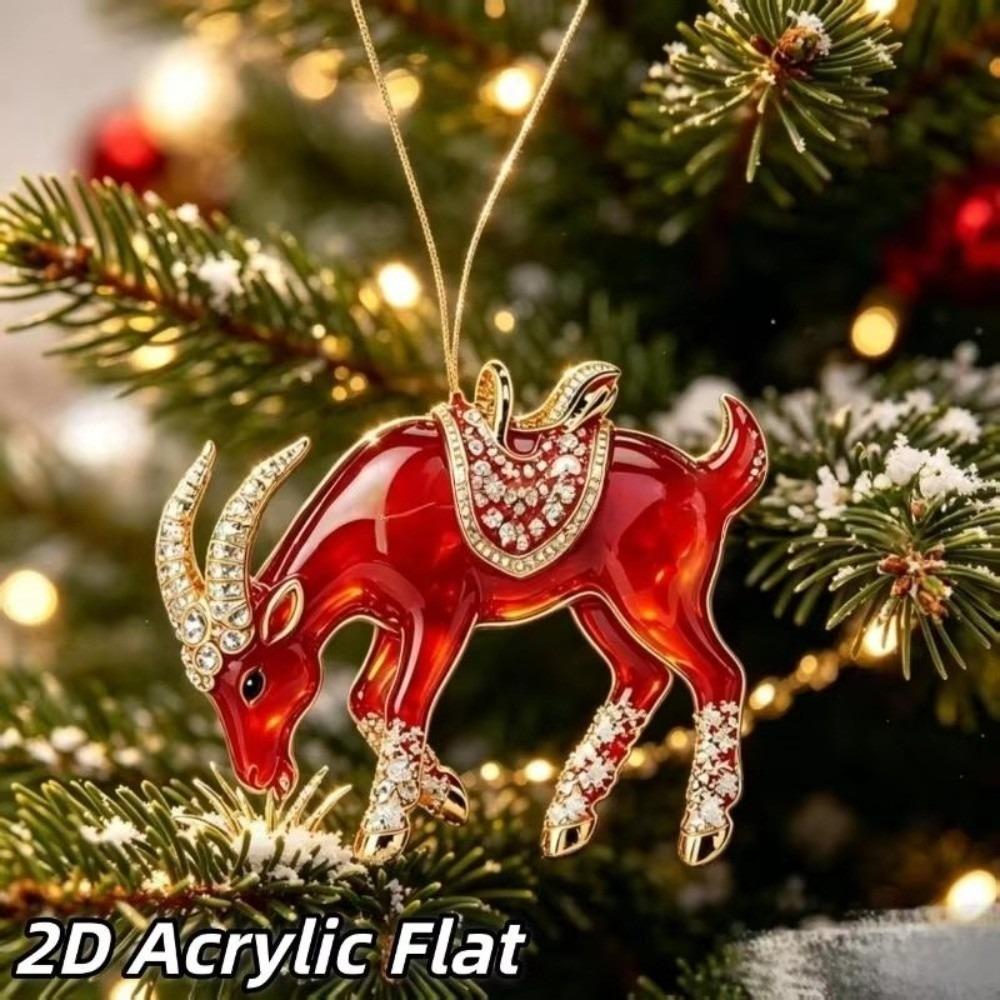 Glänzendes Ziegen-Hängeornament Acryl-Weihnachtsbaumschmuck Neues Sternzeichen Ziege Souvenir Taschenanhänger