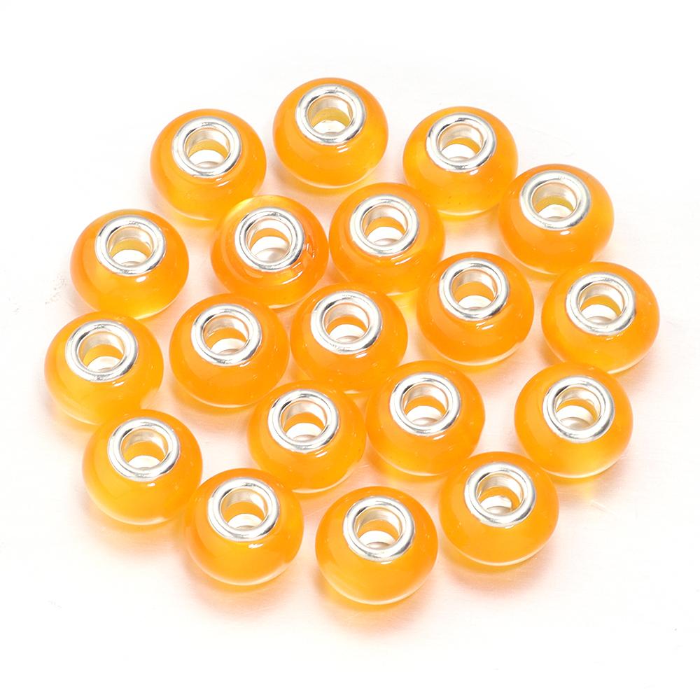 20Pcs Resin Round Large Hole Beads Imitation Cat Eye Stone Glossy Loose Beads for Jewelry Making Findings DIY Bracelet Necklace